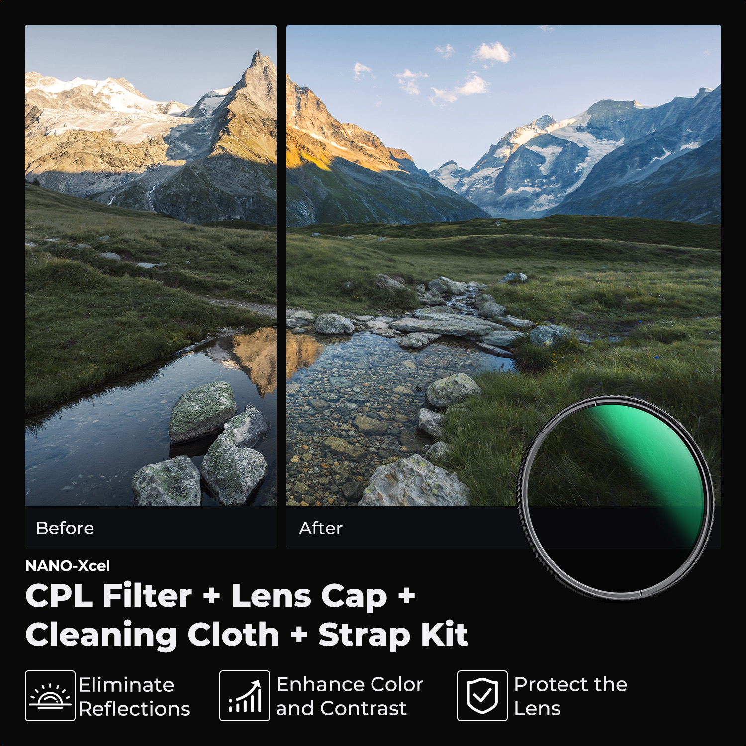Светофильтр K&F Concept XC16 Nano-X CPL Green Coated 43mm