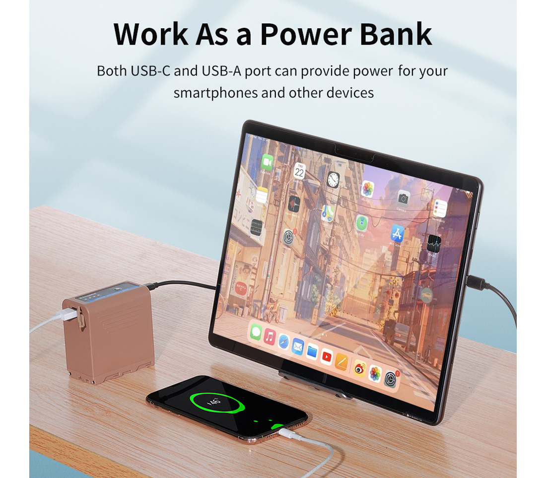 Аккумулятор Kingma NP-F970, 7800 мАч, зарядка USB-C PD 20W