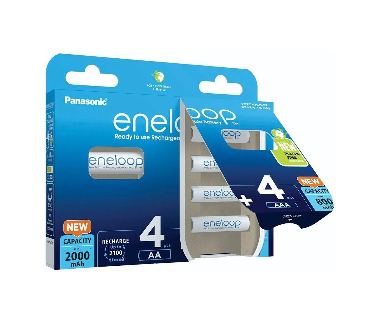 Аккумуляторы Panasonic Eneloop AA 2000 мАч, 4 шт + AAA 800 мАч, 4 шт (BK-KJMCDE44E)