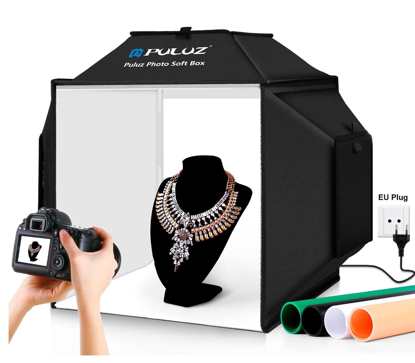 Фотобокс Puluz PU5042 40 см, с подсветкой 72 Вт и 4 фонами