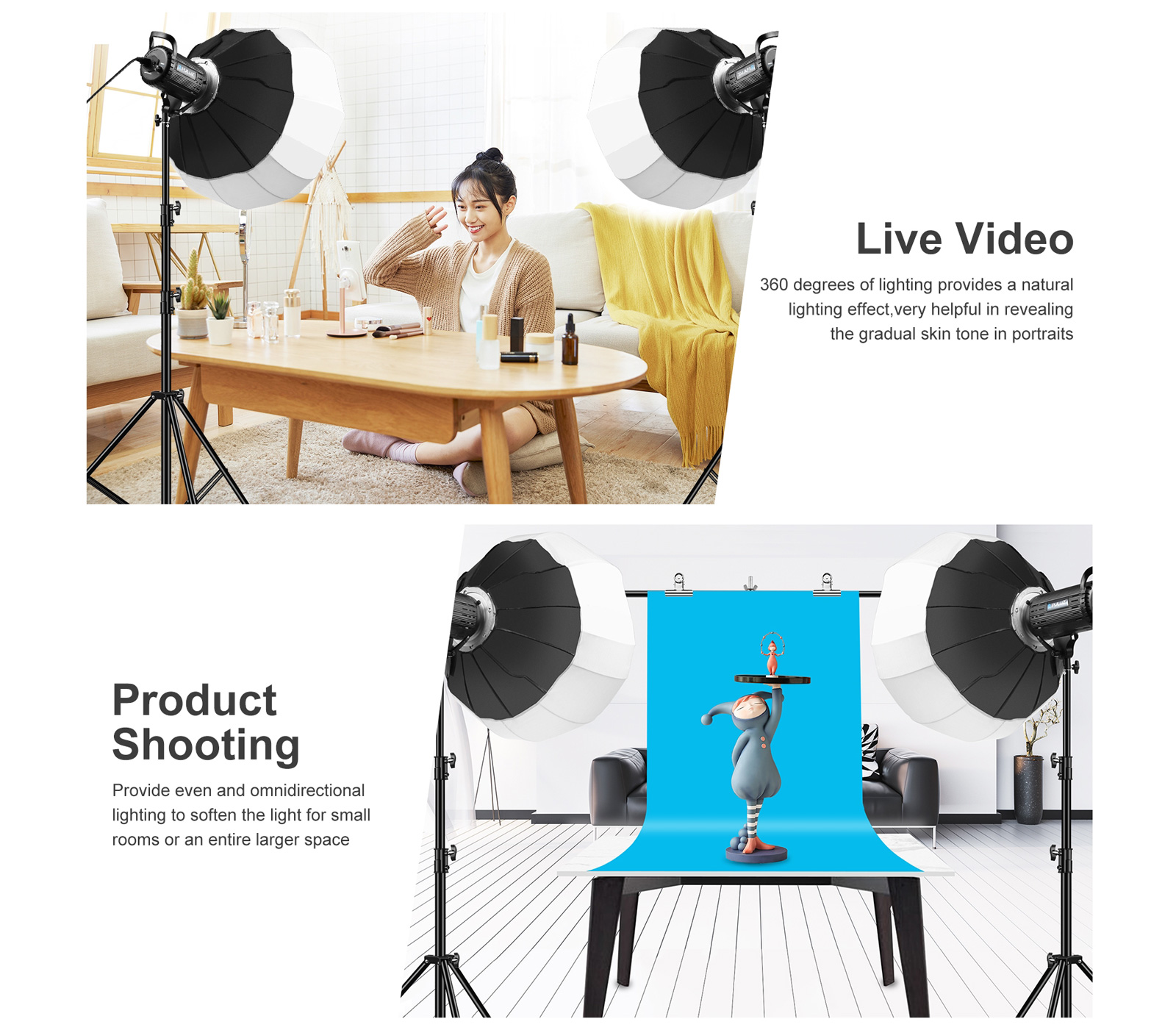 Софтбокс Puluz PU3057 Lantern Softbox, быстрораскладной, 65 см, Bowens (уцененный)
