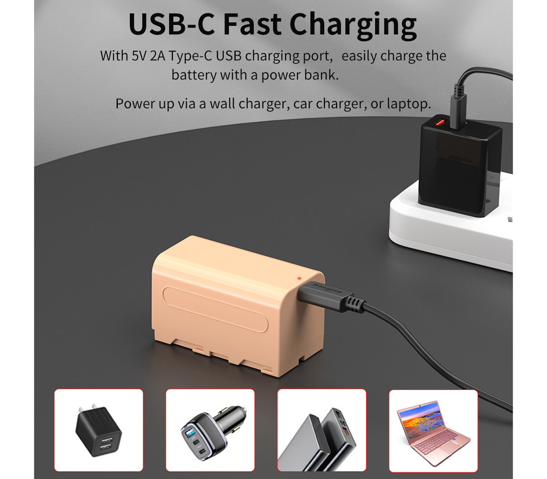 Аккумулятор Kingma NP-F750, 5200 мАч, зарядка USB-C