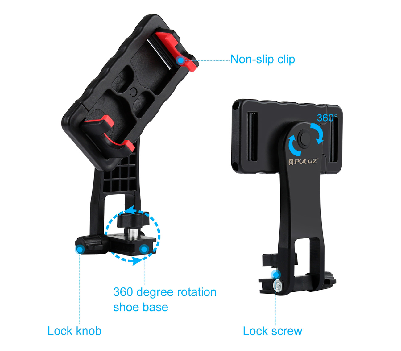 Держатель для телефона Puluz PU536B, в башмак, с регулировкой ориентации