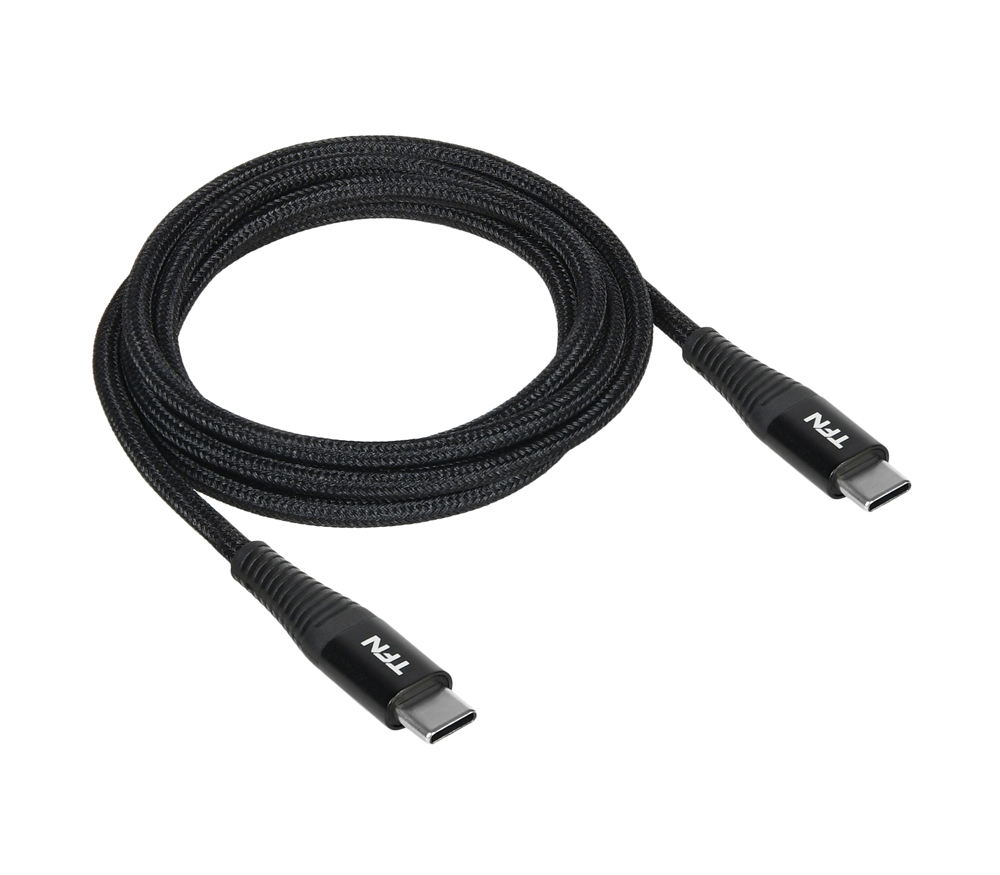 Кабель TFN Nexus, USB-C / USB-C, нейлон, 3A, 1,2 м, черный
