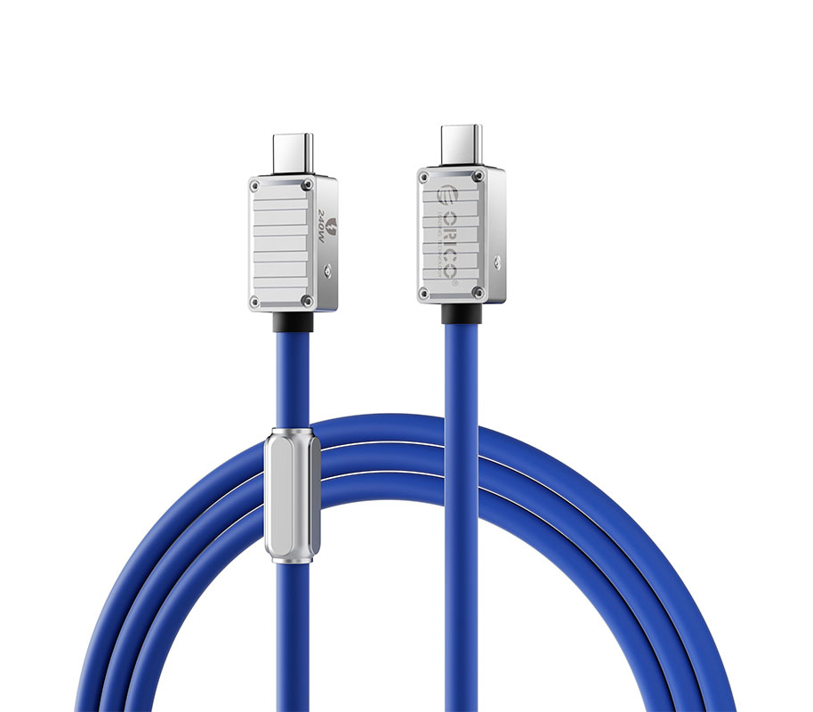 Кабель Orico 240B1-40-10-BL-BP, USB 4.0, Type C, 40 Гбит/с, PD, 240 Вт, 1 м, синий