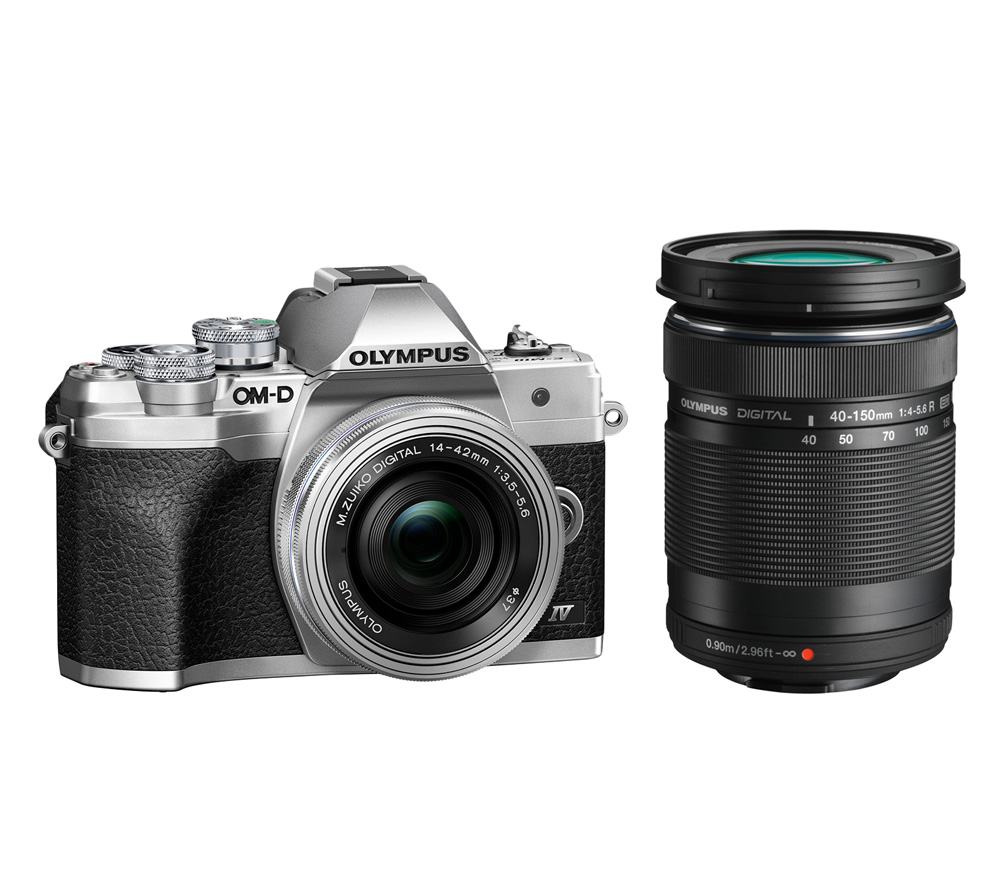 Беззеркальный фотоаппарат OM System OM-D E-M10 Mark IV Kit 14-42 EZ + 40-150 R, серебристый