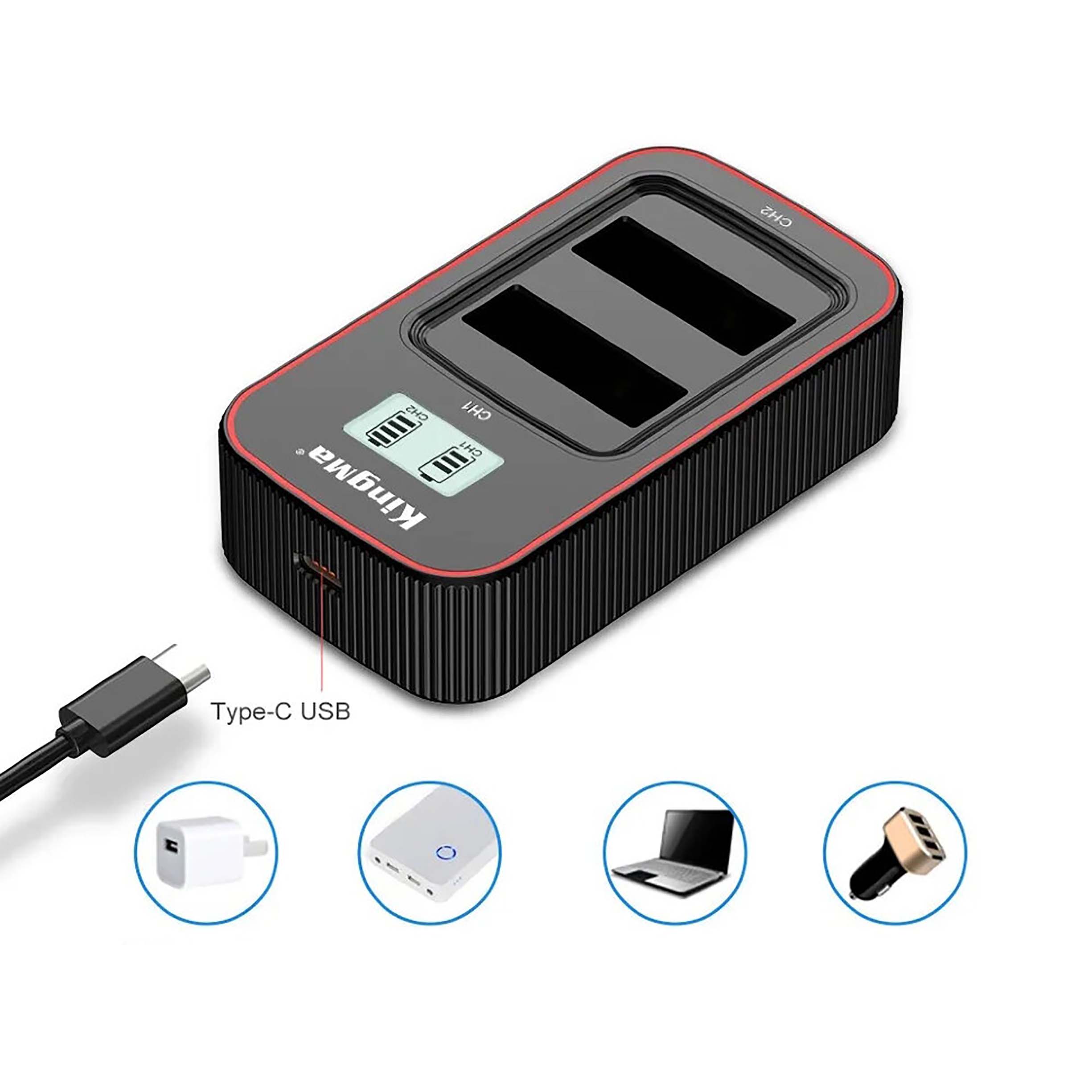 Зарядное устройство Kingma BM058-DB120 для 2х Ricoh DB-120, USB, с дисплеем