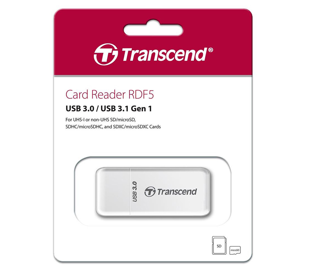 Карт-ридер Transcend RDF5 USB3.1 Gen 1, белый (TS-RDF5W)