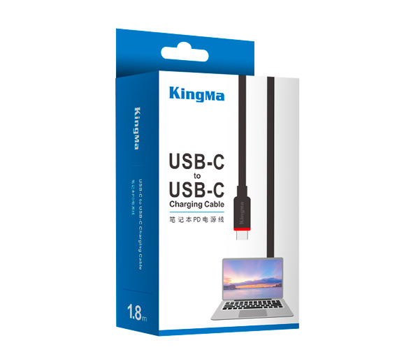 Кабель Kingma USB-C / USB-C, PD 100 Вт, 1.8 м, черный