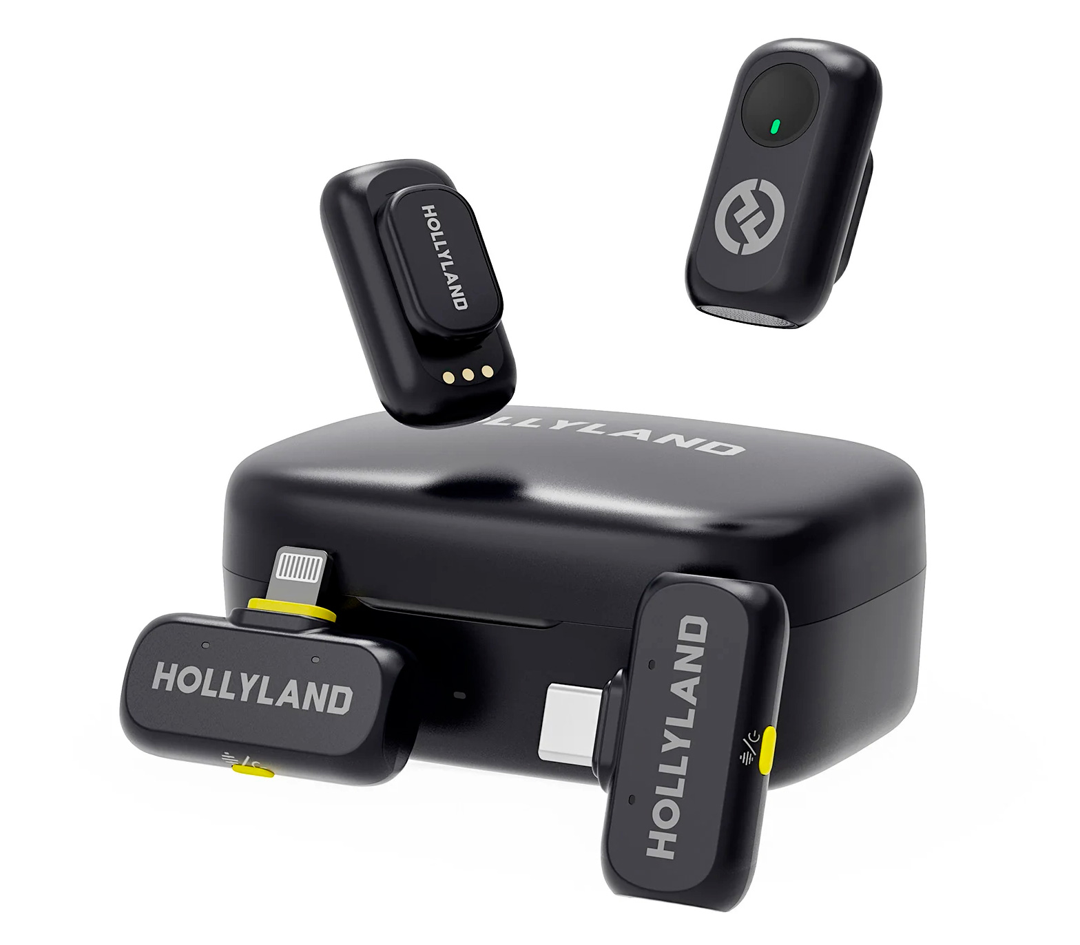 Беспроводная система Hollyland Lark A1 Combo, 2 микрофона, USB-C + Lightning, зарядный кейс, цвет Space Gray