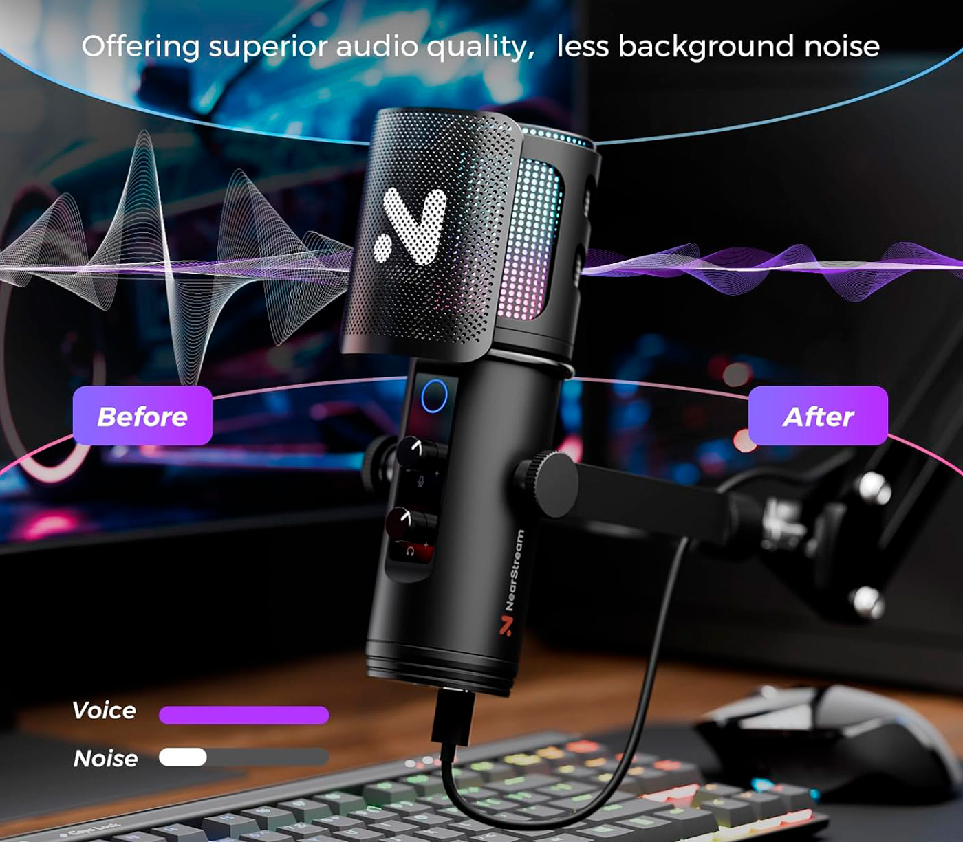 USB микрофон Nearity NearStream AM30U с RGB подсветкой и пантографом (уцененный)