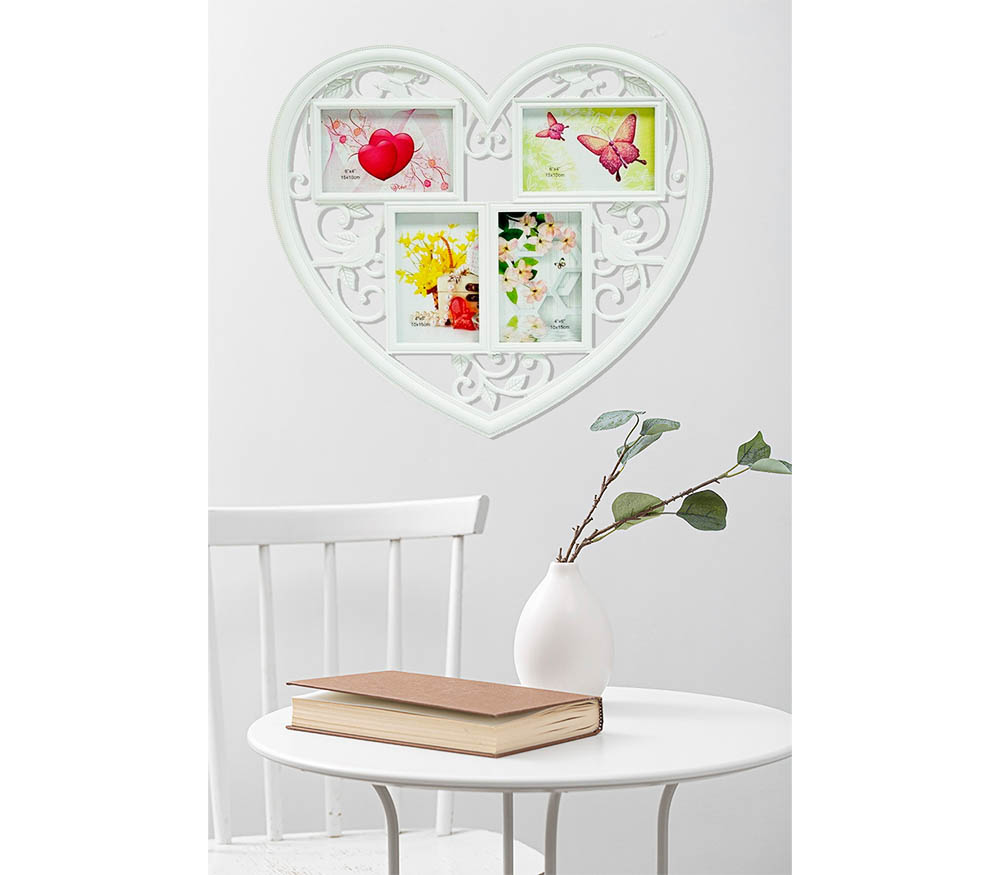 Мультирамка Fotografia 4 фото 10х15 см, Сердце, белая