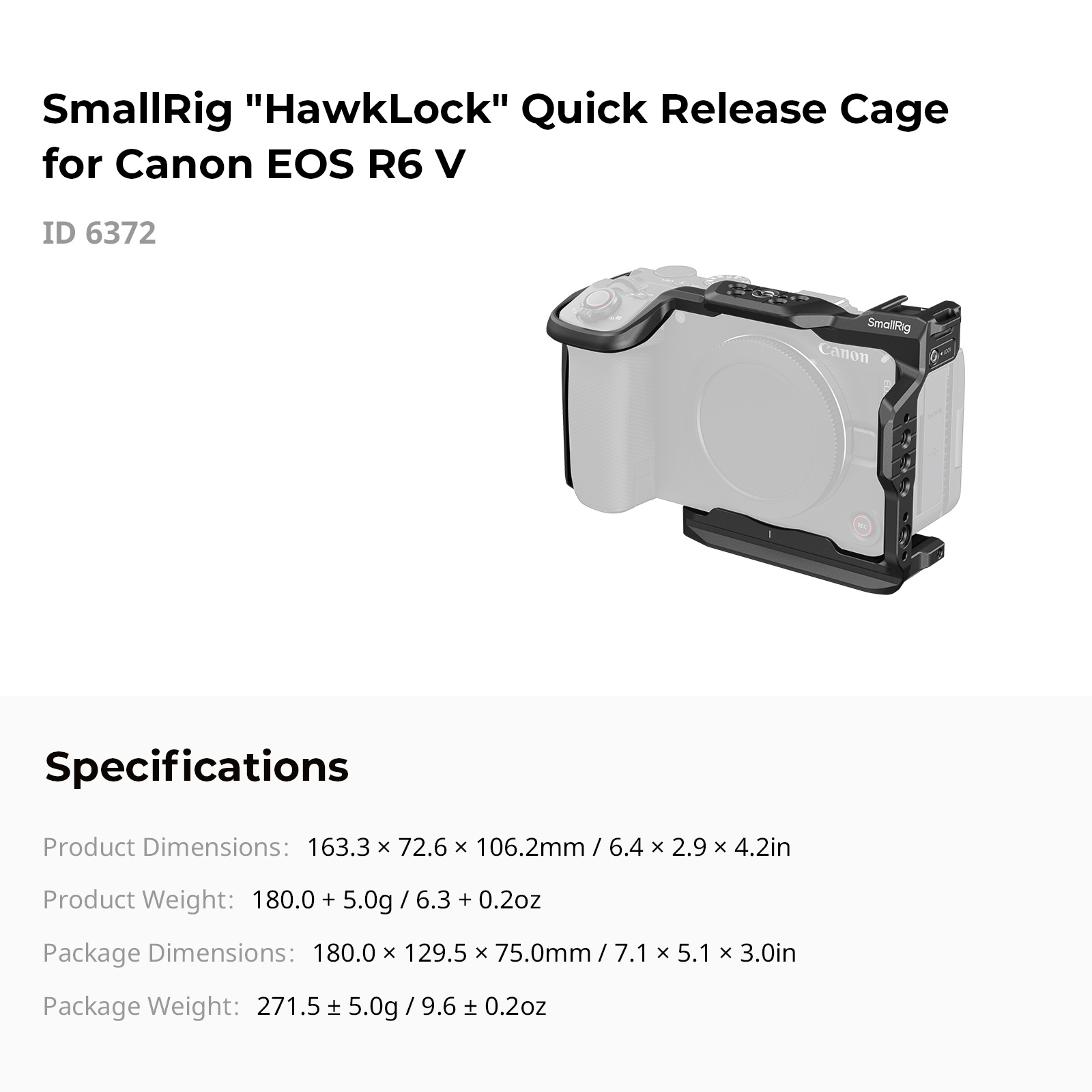 Клетка SmallRig 6372 HawkLock для Canon EOS R6 V