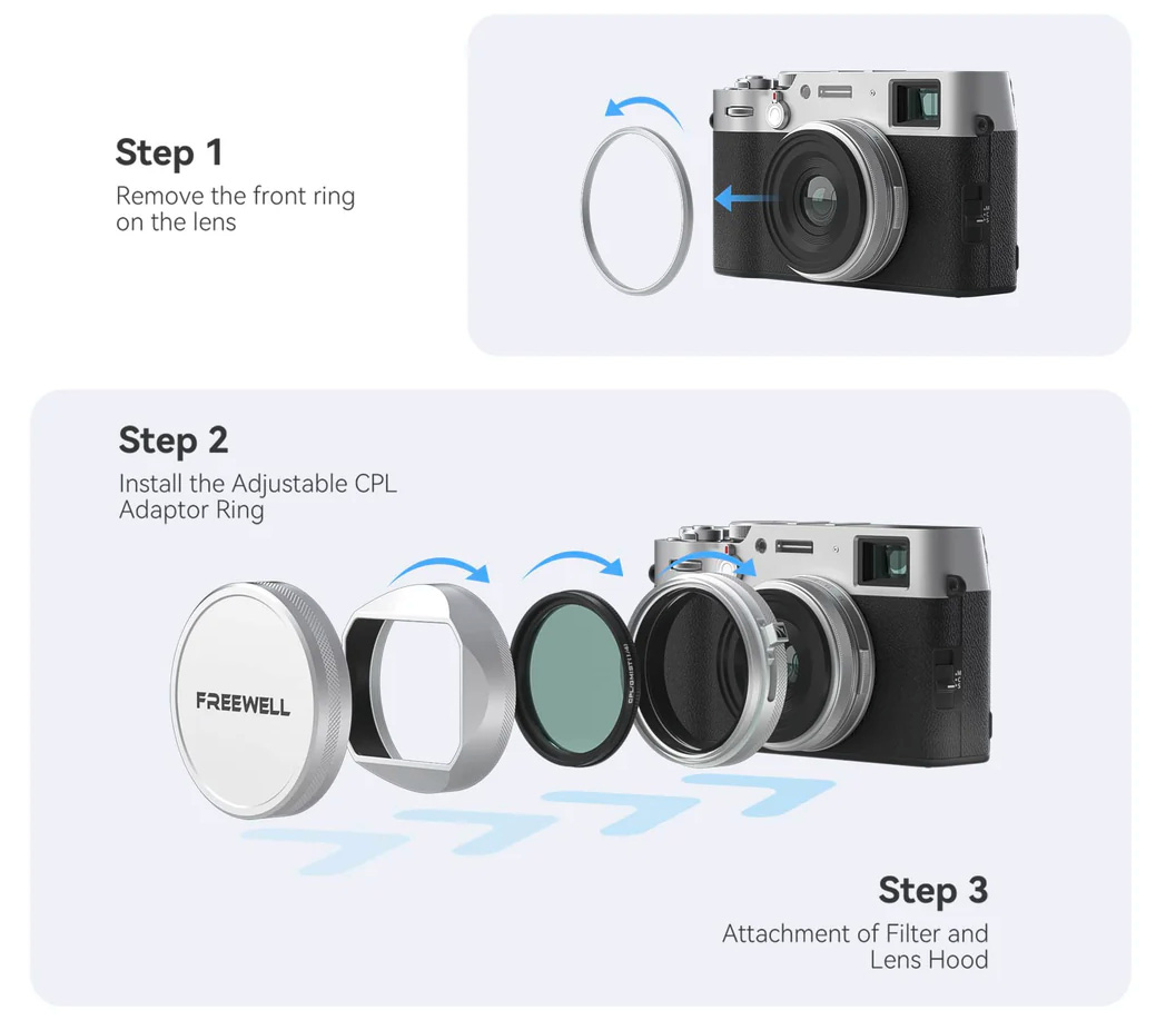 Набор аксессуаров Freewell X100 Series Filter Kit With Lens Hood, серебристый