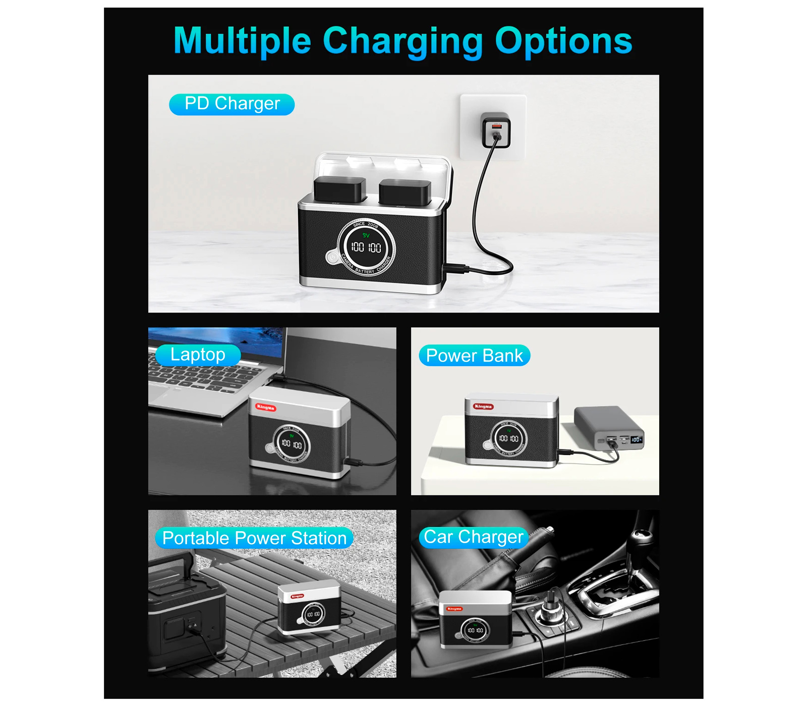 Зарядный кейс Kingma BM070-FW50 для 2х Sony NP-FW50, черный