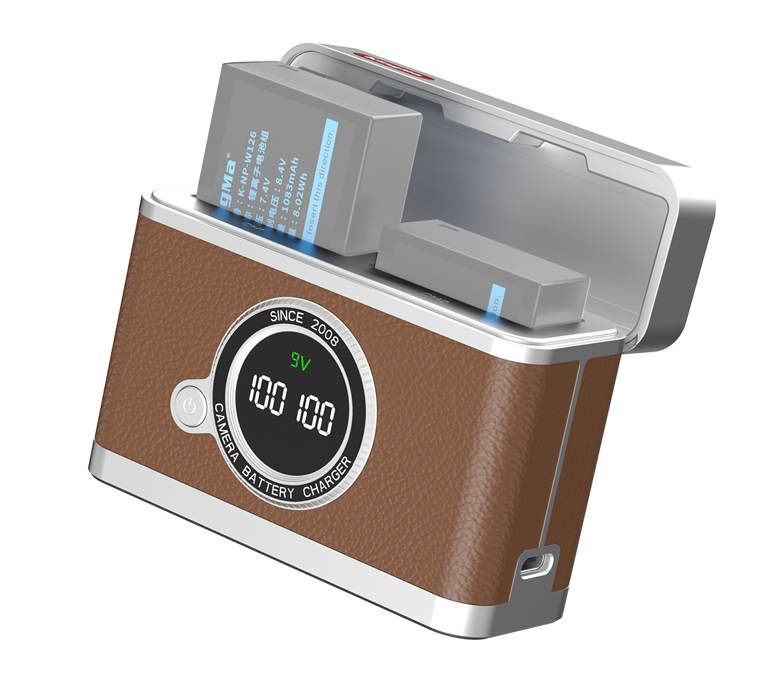 Зарядный кейс Kingma BM070-W126 для 2х Fujifilm NP-W126, коричневый