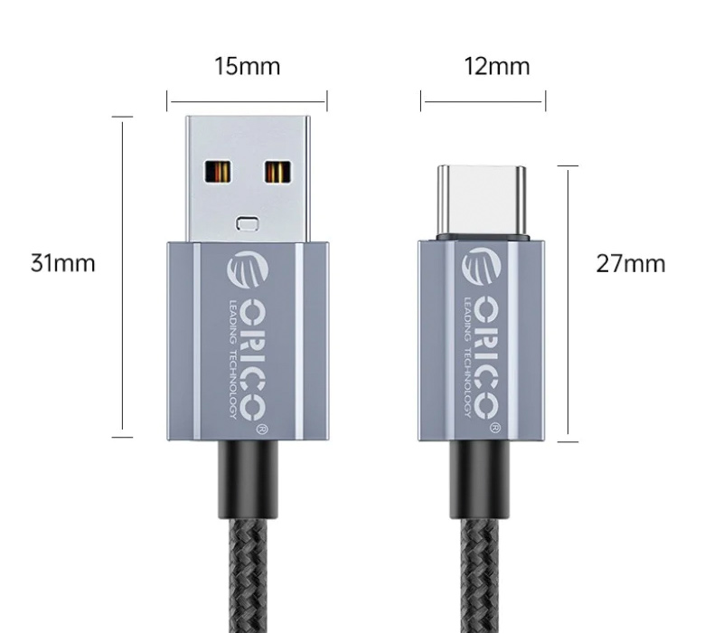 Кабель Orico GQA66-10, USB 2.0 Type-A / Type-C, 66 Вт, 1 м