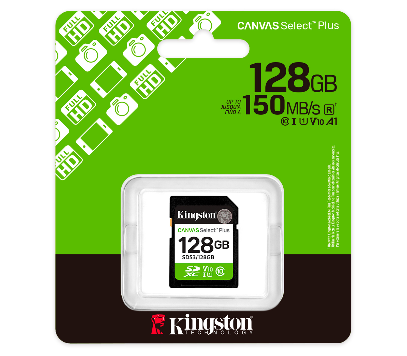 Карта памяти Kingston SDXC 128GB Kingston Select Plus Gen3 UHS-I, U1 / V10