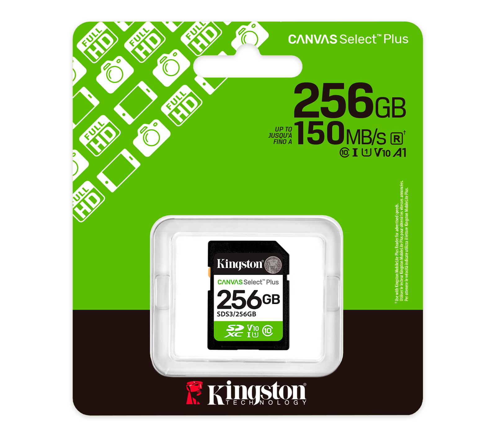 Карта памяти Kingston SDXC 256GB Kingston Select Plus Gen3 UHS-I, U1 / V10