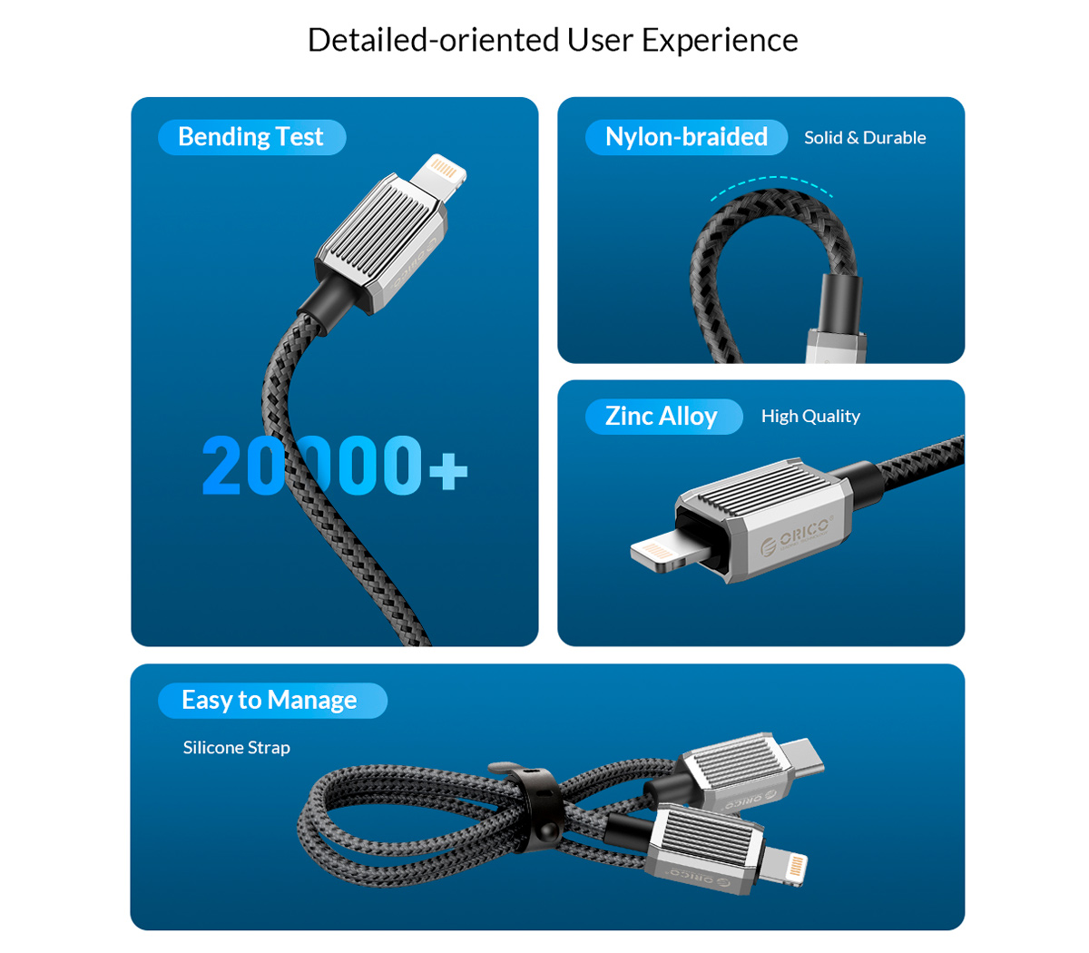 Кабель Orico GQZ29-10, USB 2.0 Type-C / Lightning, до 29 Вт, 1 м