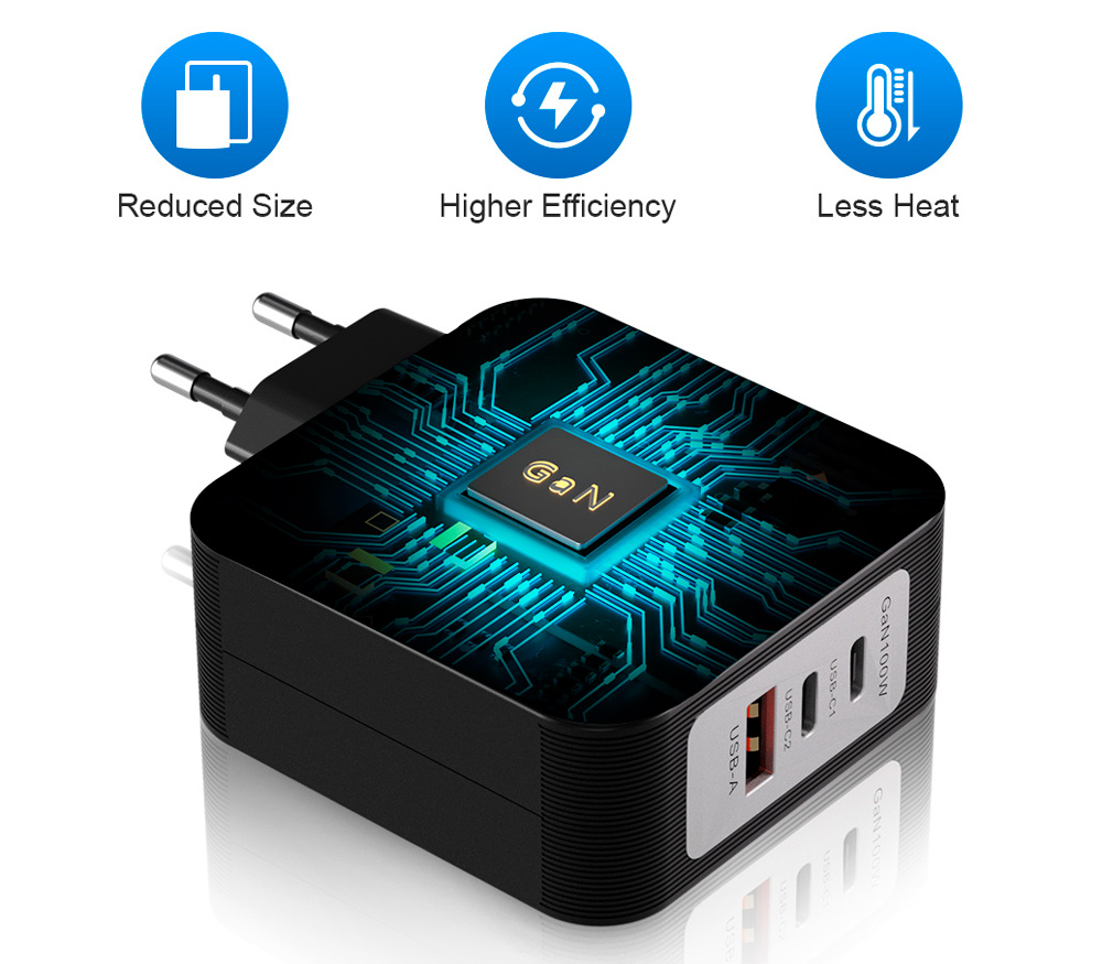 Зарядное устройство Kingma 100W GaN USB Charger, 100 Вт, 2х USB-C + USB-A (уцененный)