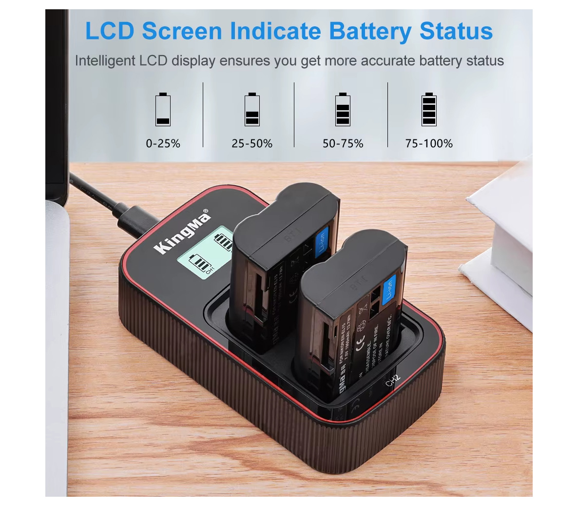 Зарядное устройство Kingma BM058 + 2 аккумулятора EN-EL15 1960 мАч