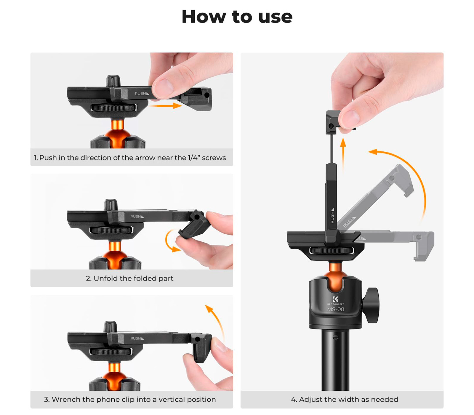 Штатив K&F Concept MS08 + палка для селфи, 2 в 1