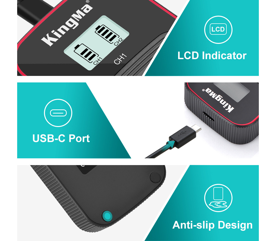 Зарядное устройство Kingma BM058-LPE12, для 2х Canon LP-E12, дисплей (уцененный)