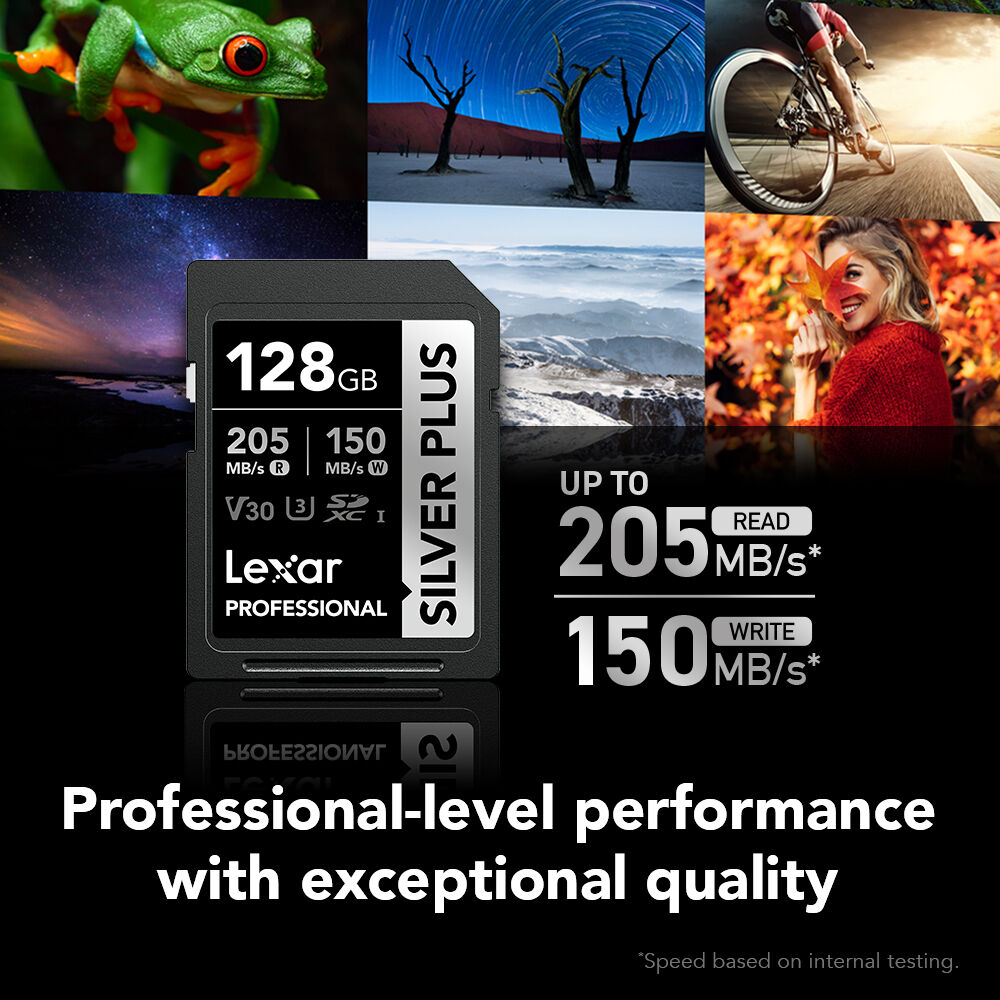 Карта памяти Lexar SDXC 128GB Professional Silver Plus UHS-I U3 V30 (205/150 MB/s)