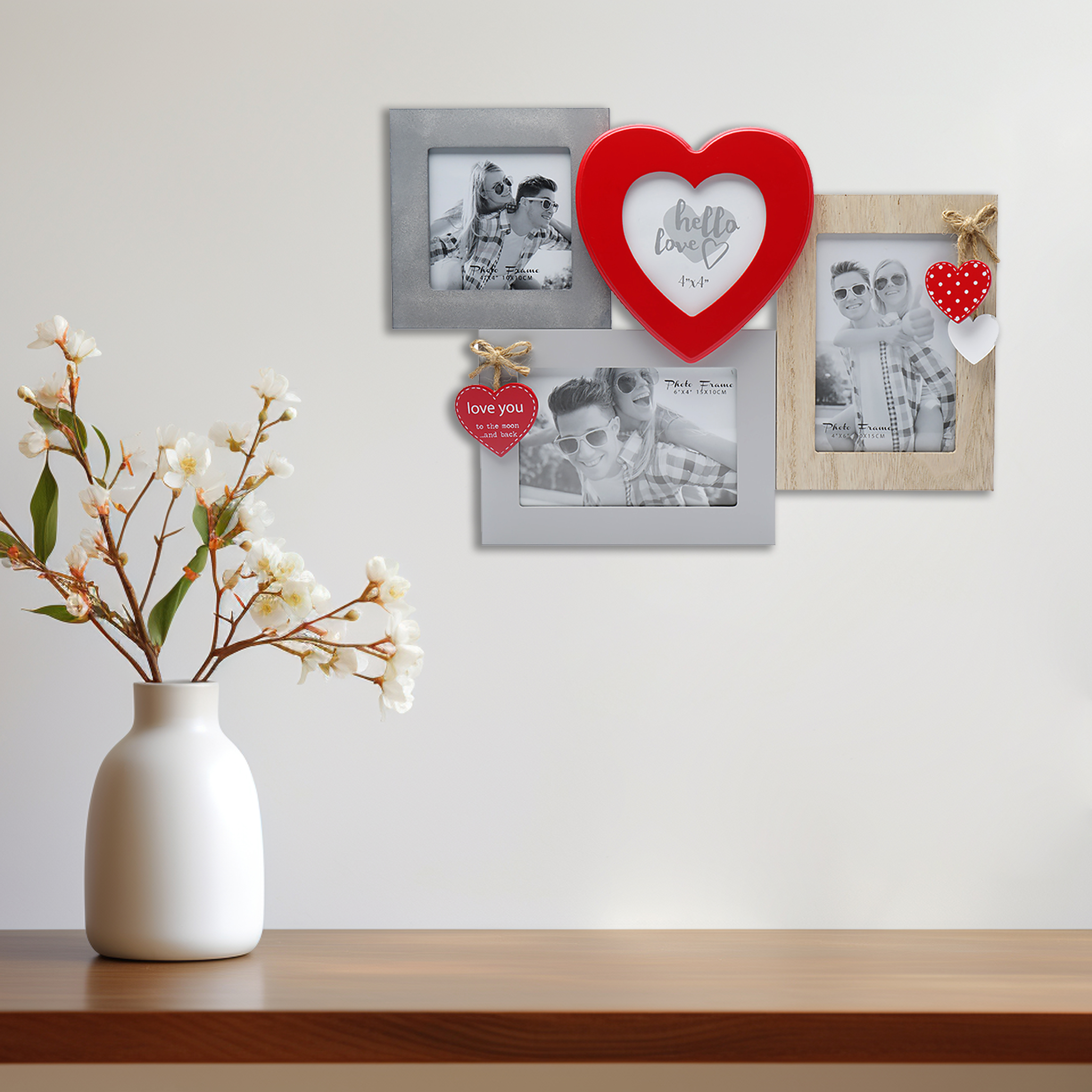 Мультирамка Fotografia MDF 4 фото Романтика (2х 10х15 см + 2х 10x10 см)