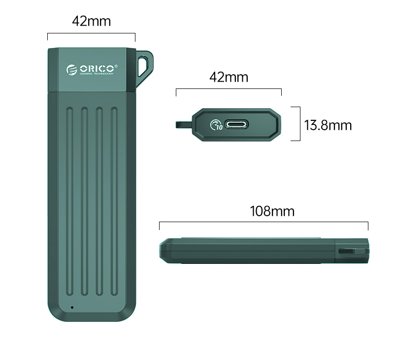 Внешний бокс Orico MM2C3-G2, для SSD M.2 NVMe диска, 10 Гбит/с, зеленый