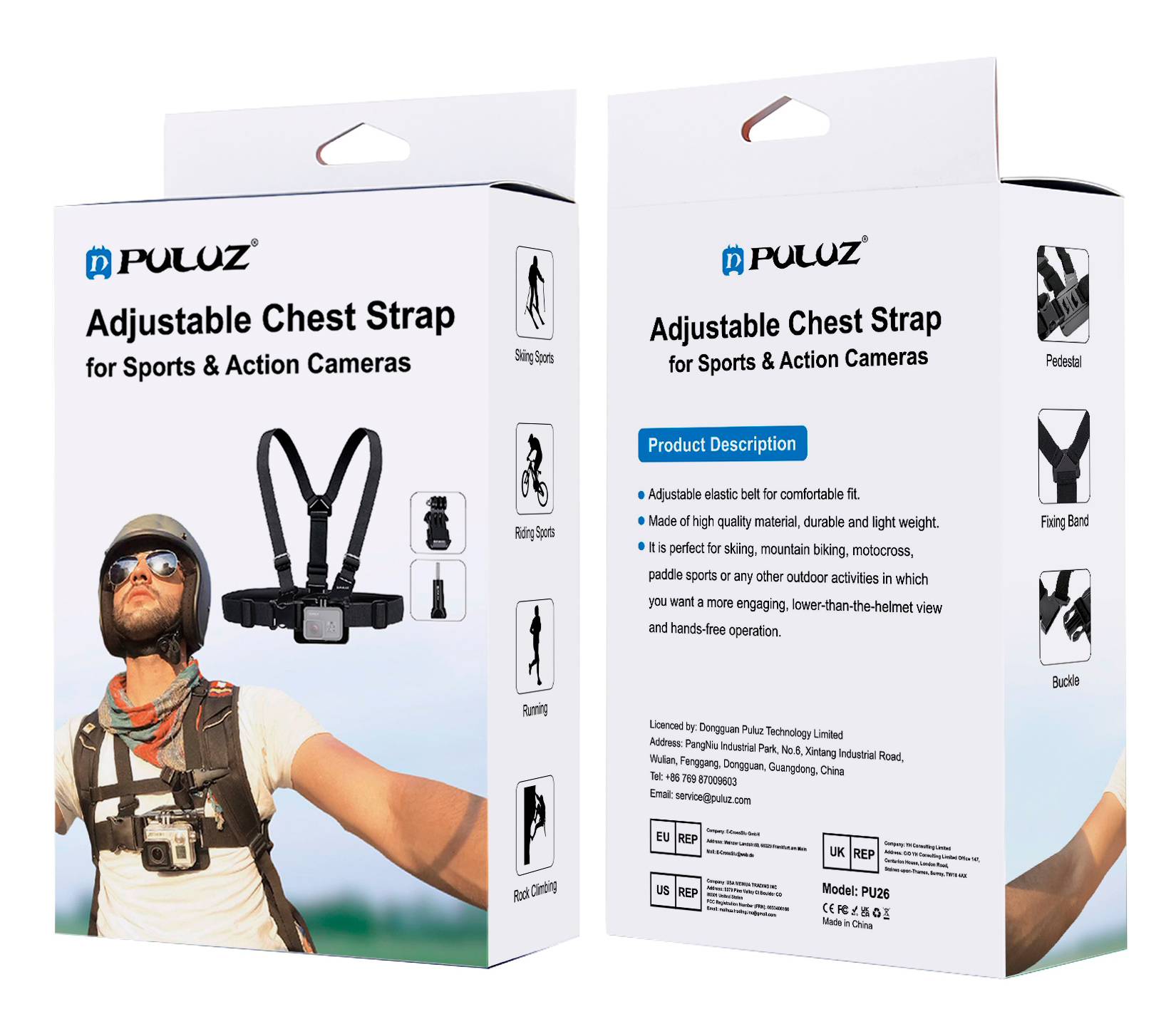 Крепление для экшен-камеры Puluz PU26 Belt Chest Strap нагрудное