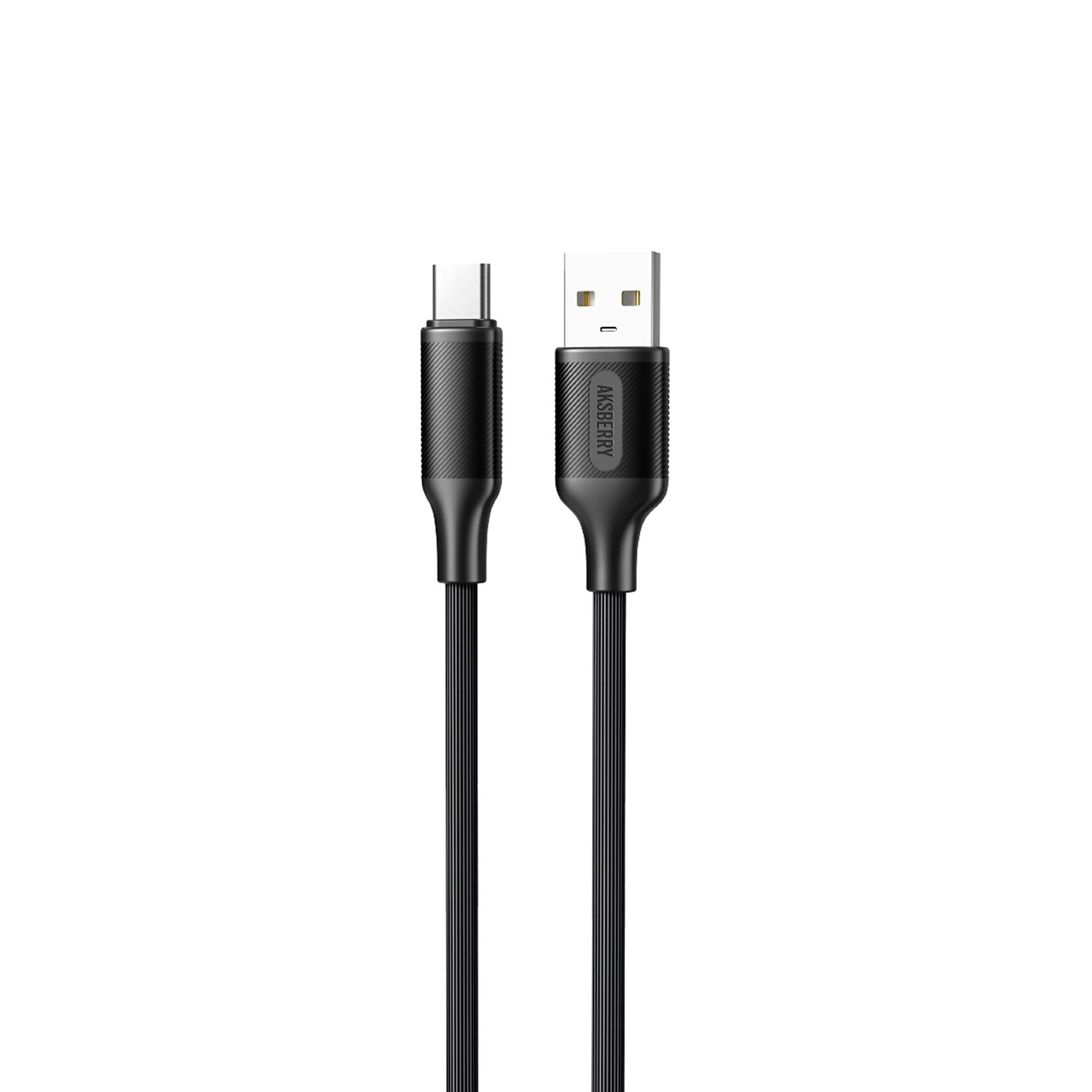 Кабель Aksberry X153, USB-A - USB-C, 2,4-3А длина 1 м, цвет: черный