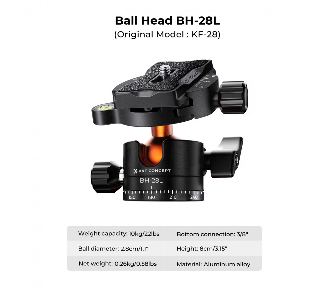 Штатив K&F Concept K254A3 с шаровой головой BH-28L