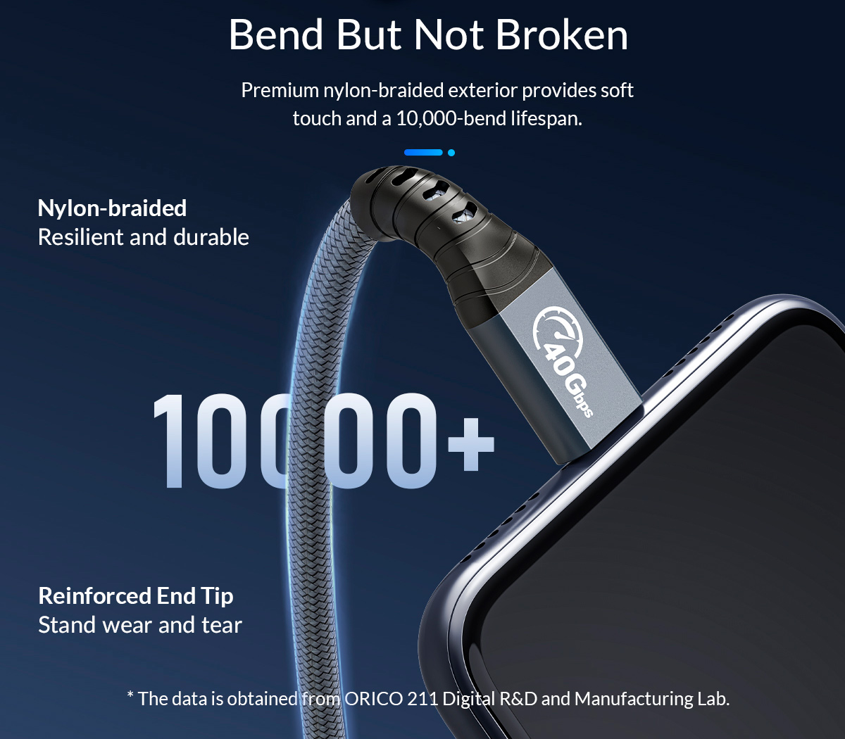 Кабель Orico TBZ4-08, USB4 / Thunderbolt 4, 40 Гбит/с, 0.8 м