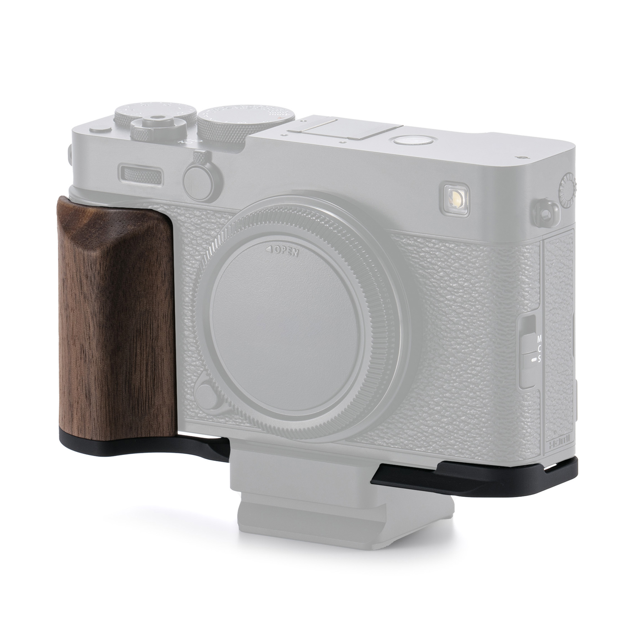 Площадка Tilta Mounting Baseplate with Wooden Grip, с деревянной рукояткой для Fujifilm X-E5, черная