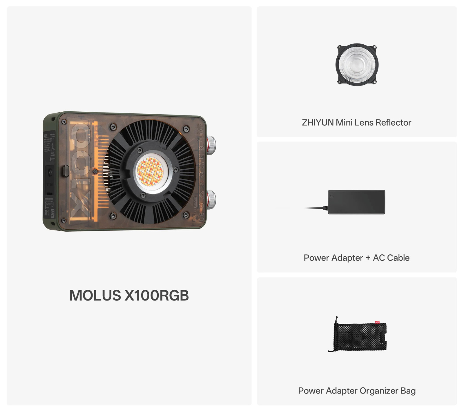 Осветитель Zhiyun MOLUS X100 RGB, 100 Вт, 2500-10000К, комплект Standard