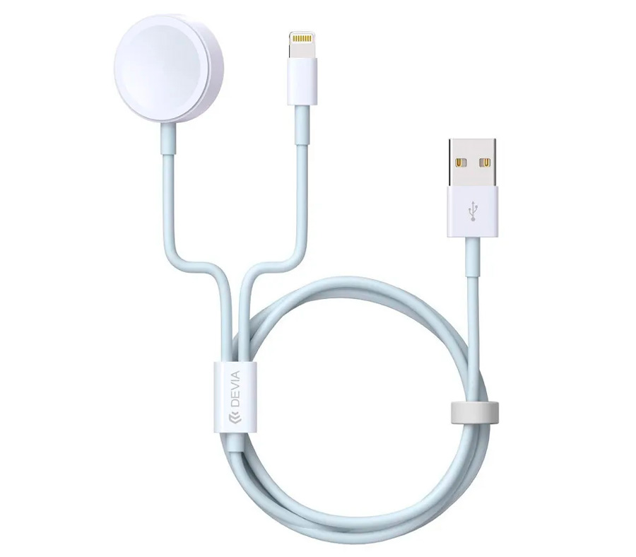 Кабель Devia Smart Series 2 in 1 Apple Watch Charging Cable, белый