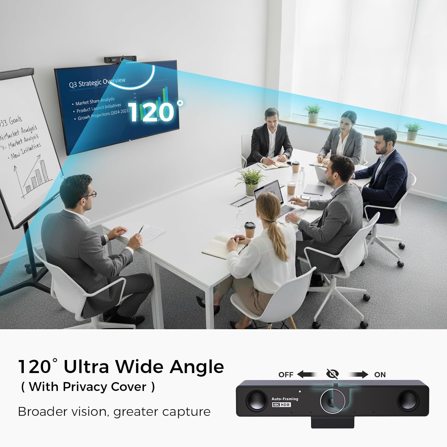 4K веб-камера Nearity V30S, для конференций, 120°, ИИ отслеживание