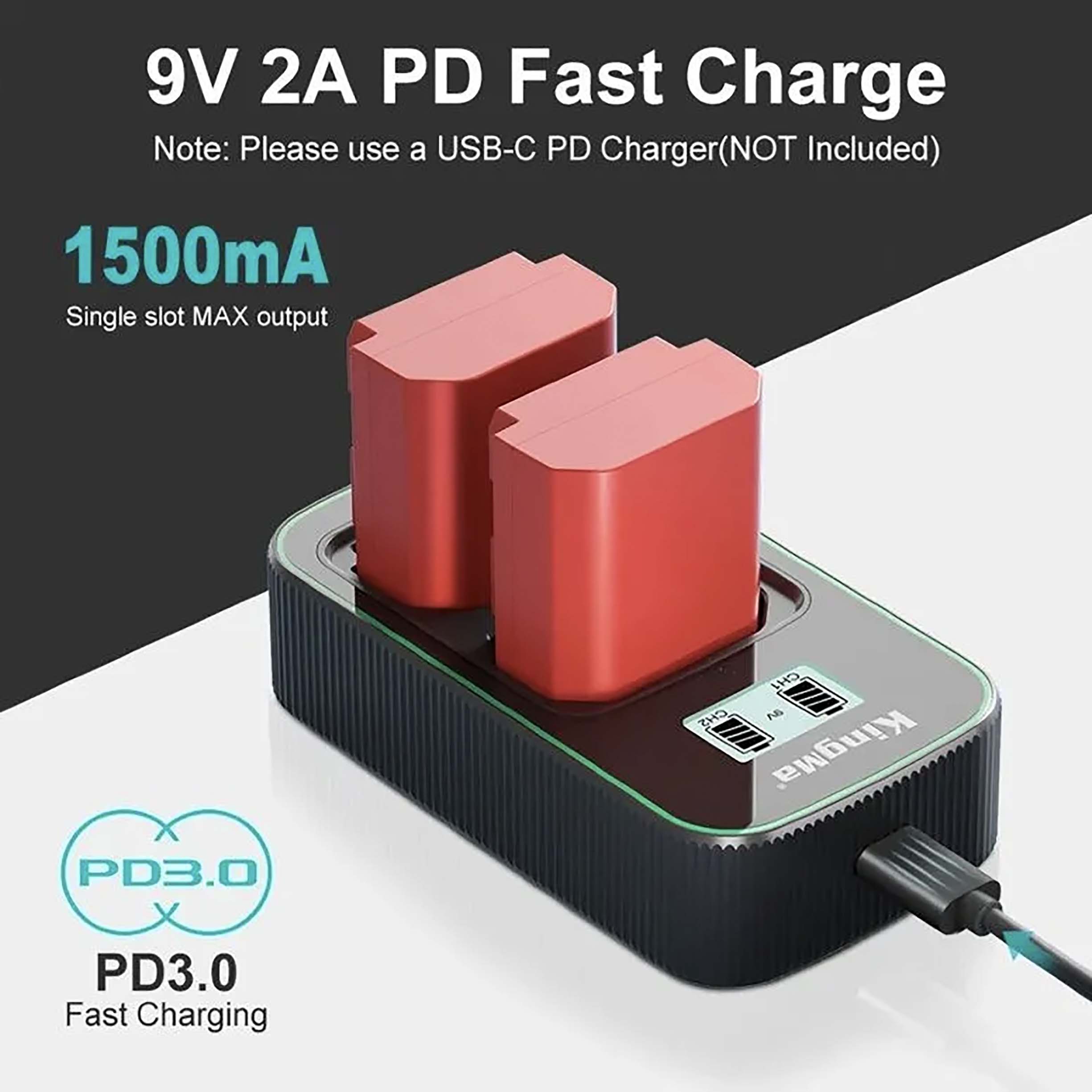 Зарядное устройство Kingma BM058Q + 2 аккумулятора NP-FZ100 2400 мАч