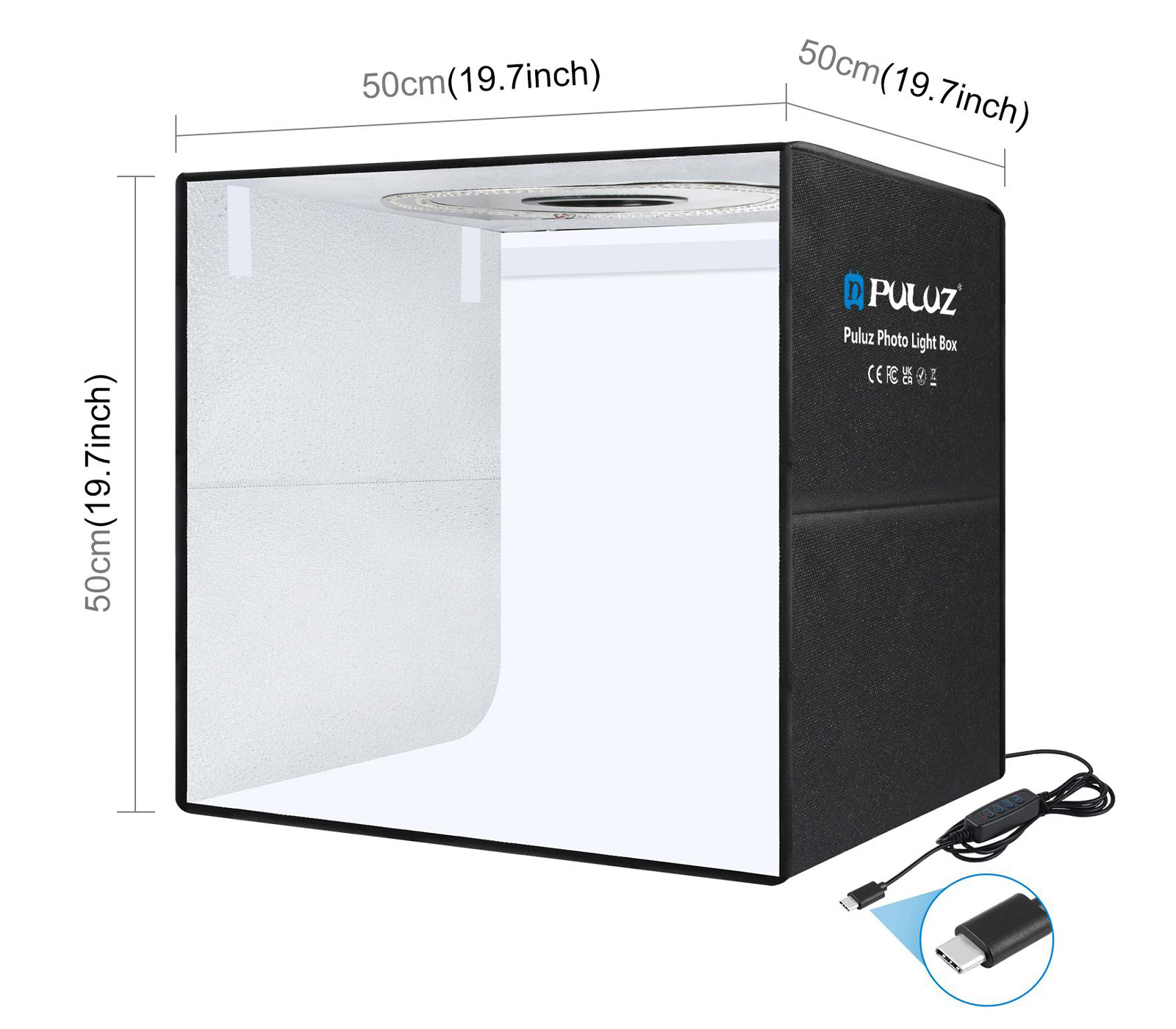 Фотобокс Puluz 50 см, с кольцевой подсветкой 30Вт и 6 фонами (уцененный)