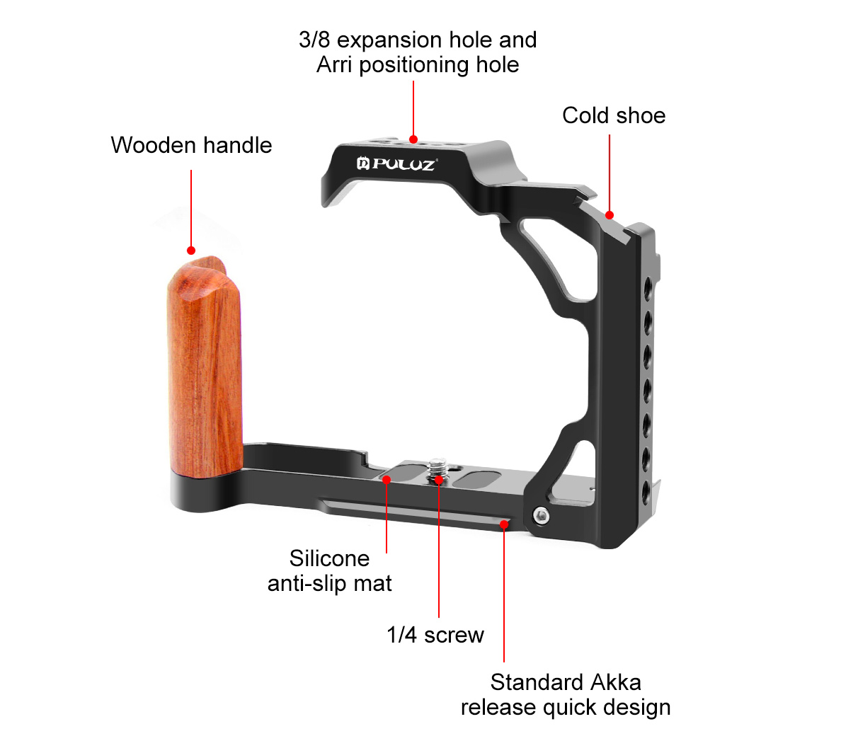 Клетка Puluz PU3112B Wood Handle Camera Cage для Nikon Z fc, черная
