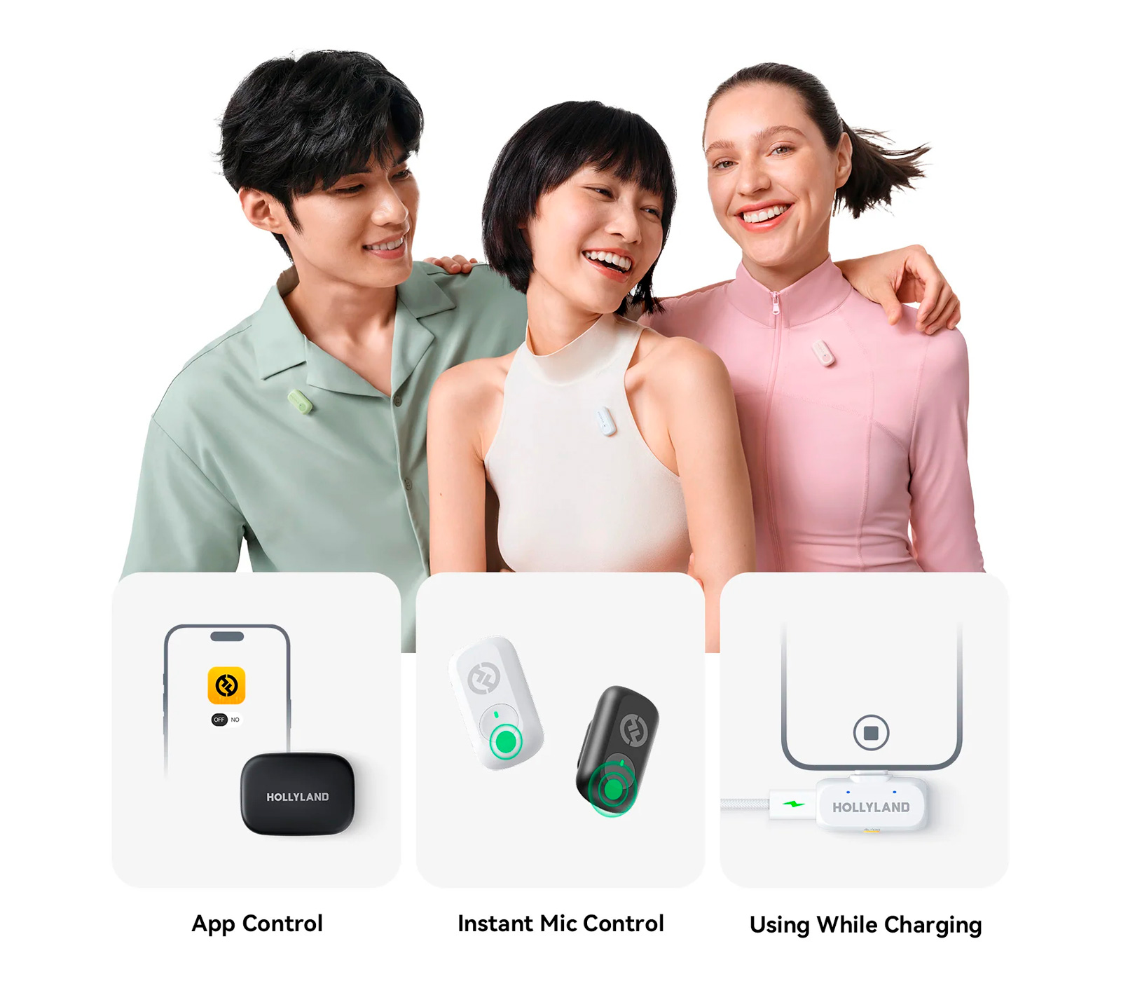 Беспроводная система Hollyland Lark A1 Combo, 2 микрофона, USB-C + Lightning, зарядный кейс, цвет Space Gray