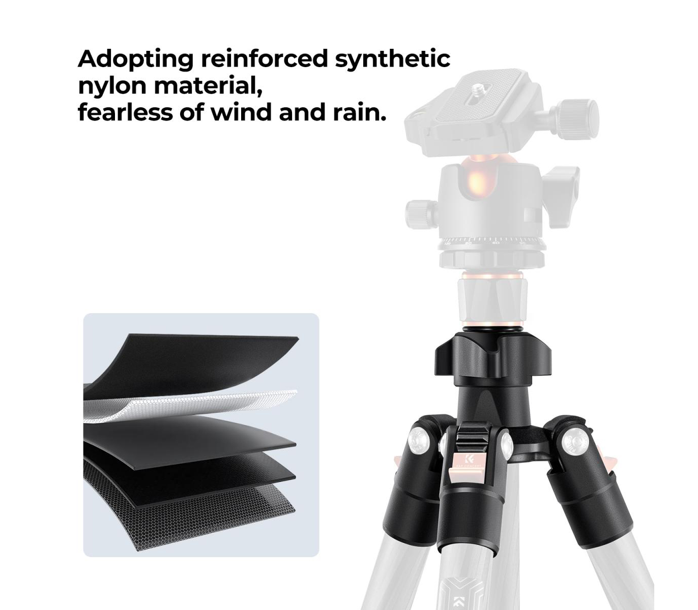 Штатив K&F Concept K254C2 с шаровой головой BH-36L, карбон