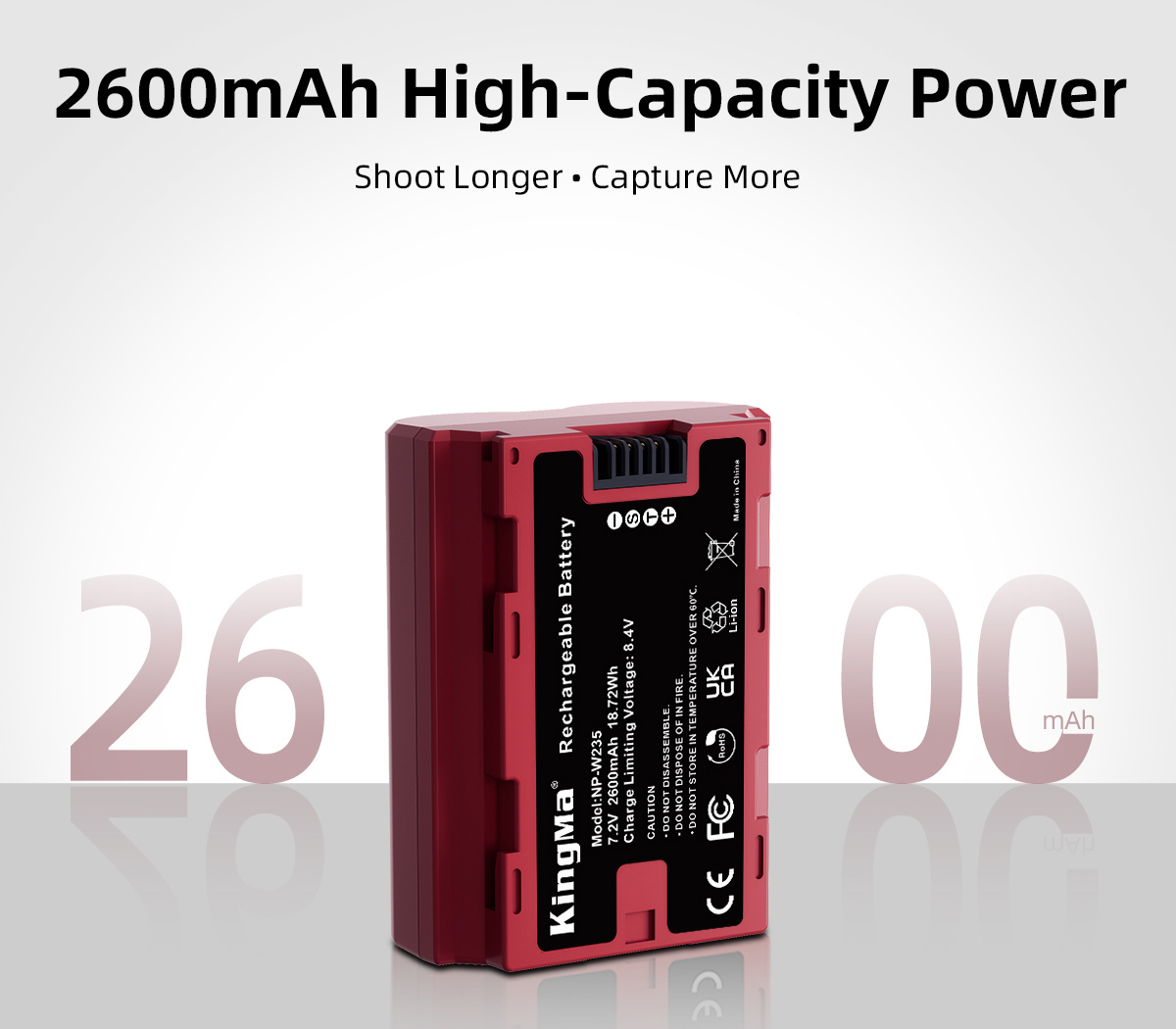 Аккумулятор Kingma NP-W235 с защитным кейсом, 2600 мАч