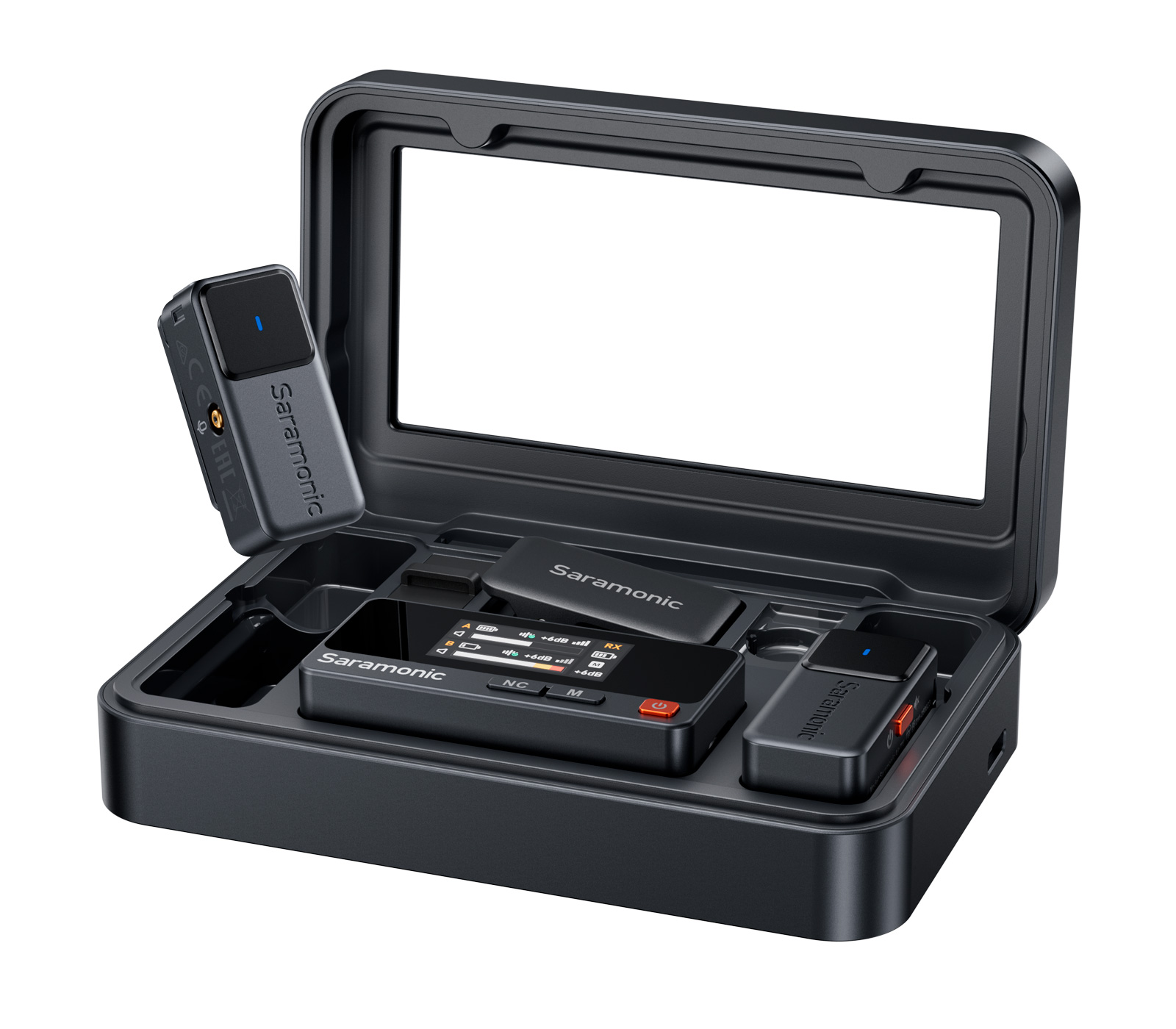 Беспроводная система Saramonic Air-02, TX+TX+RX, приемник, 2 передатчика, 2 петлички, кейс