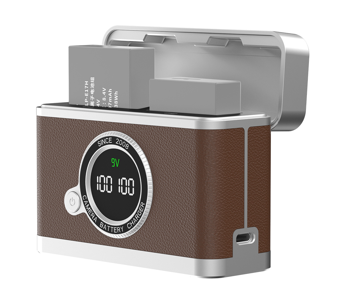 Зарядный кейс Kingma BM070-LPE17 для 2х Canon LP-E17, коричневый