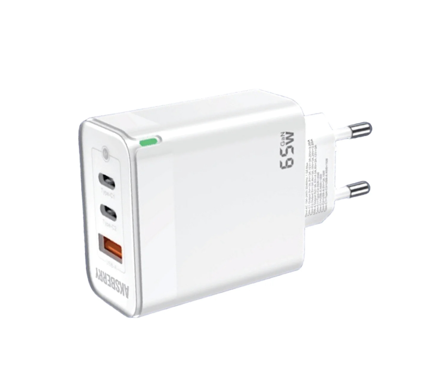 Зарядное устройство Aksberry T50 GAN, 2x USB-C + USB-A, 65 Вт, белое