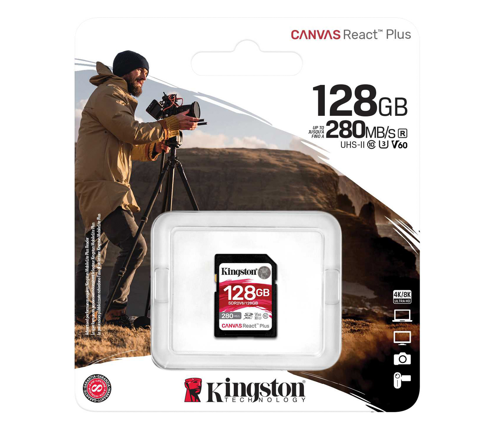 Карта памяти Kingston SDXC 128GB Canvas React Plus UHS-II V60 100/280Mb/s (уцененный)