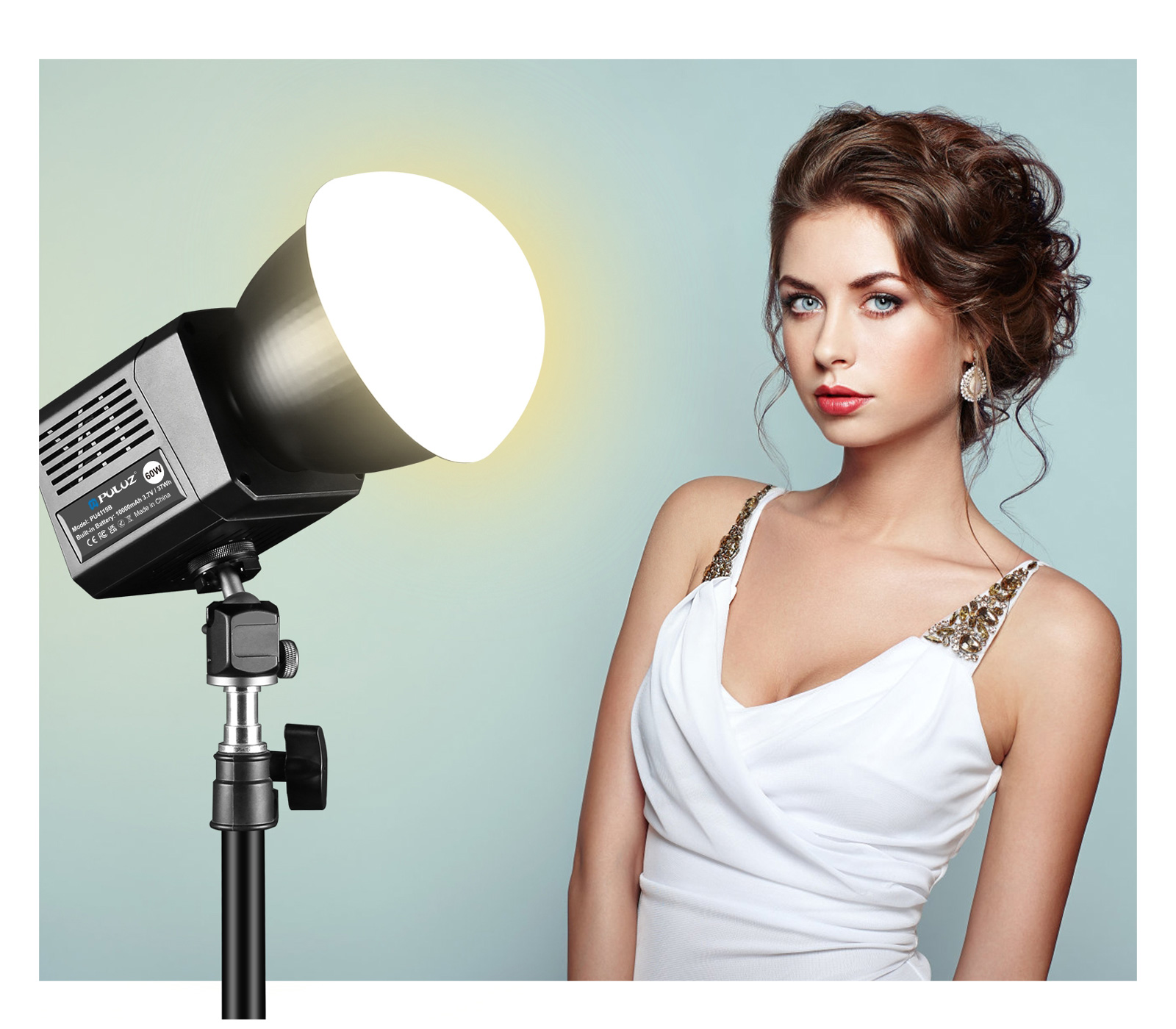 Осветитель Puluz PU4119B, светодиодный, 60 Вт, 2500-6500К, MIni Bowens